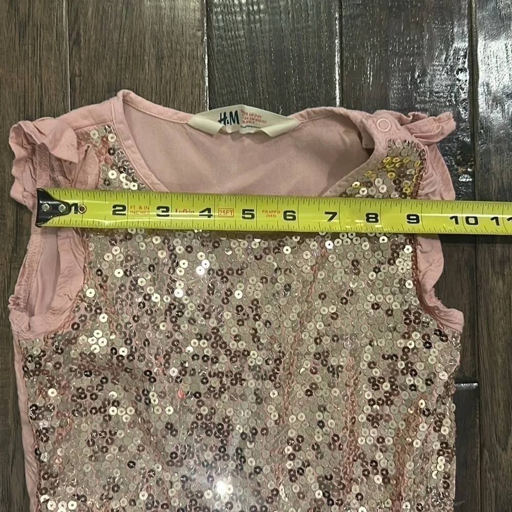 H&M Girls Pink Rose Gold Sequin Jumpsuit Size 2-3Y